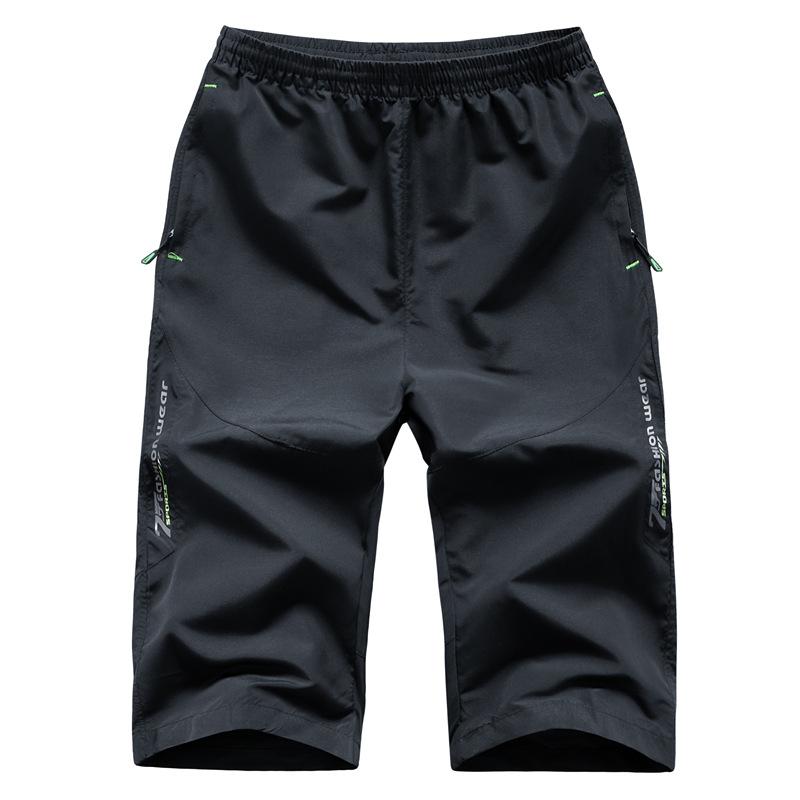 Sommersport Kurze Hose Schnelltrocknende Große Herren Freizeit 3/4 Hose Dünne Workout Herrenmode Baggy Shorts M schwarz