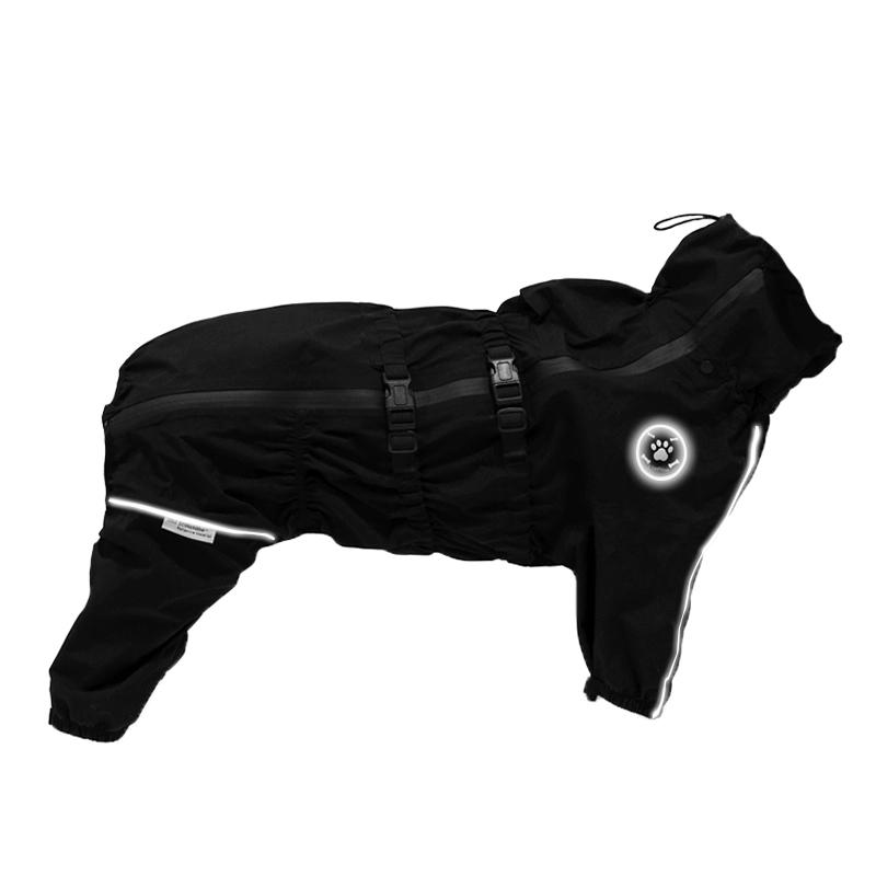 Wasserdichte Haustier-Hundejacke Reflektierender Regenmantel für Hunde Rot Hunde-Overalls und Strampler Herbst Winter Hunde-Regenmantel für große Hunde (black,M) schwarz