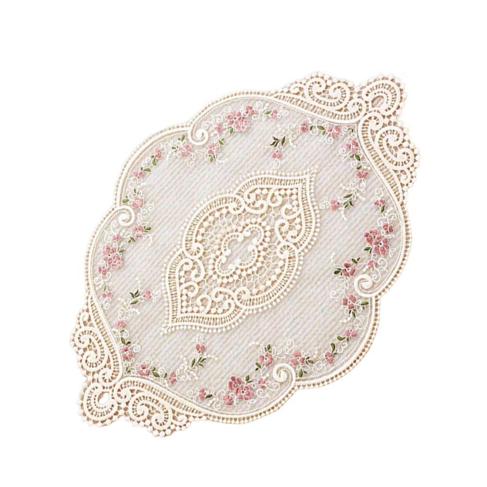 Küchenzubehör Spitze Bestickt Untersetzer Serviette Tischdecke Tasse Platzset Tischdecke Beige-2
