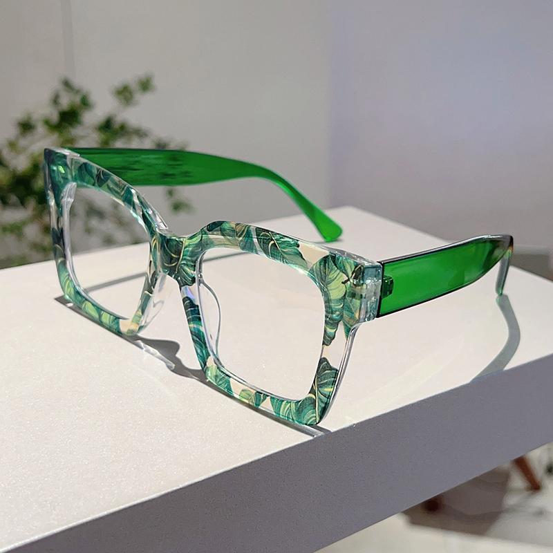 KAMMPT Modische Oversize Quadratische Brille Bunte Streifen Brillen Chices Gestell Stilvolles Marken Design für Damen