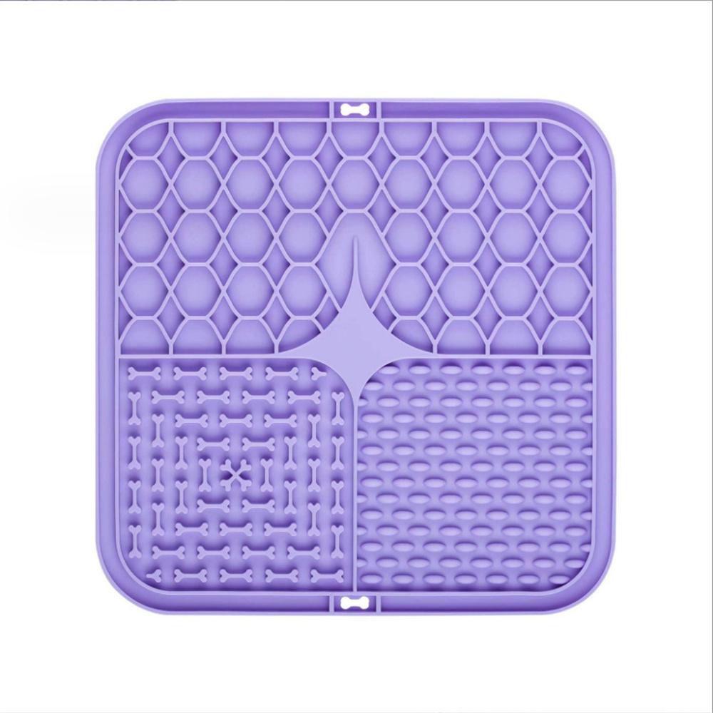 Lecken Silikon Matte für Hunde Pet Slow Food Platte Hund Baden Ablenkung Silikon Hund Sauger Essen Training Hund Feeder liefert violett
