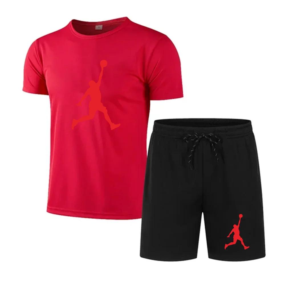 Sommermode bedrucktes Herren-Shorts-Set Schnelltrocknendes, atmungsaktives Sport-Set Kurzarm-T-Shirt-Set Herren-Jogging-Set XXXL