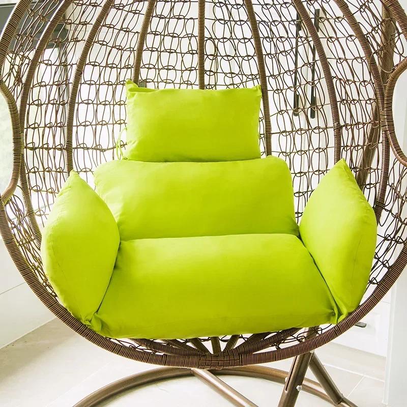 Hängesessel Hohe Qualität Rattan Eiersessel Gartenmöbel Hof Weiden Schaukelstuhl Kissen für Zuhause Terrasse Garten Liegestuhl 54X35cm grün