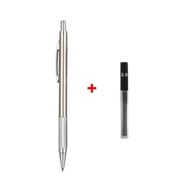 0,3/0,5/0,7/0,9/1,3/2,0/3,0 mm/7-teiliges Druckbleistift-Set aus Vollmetall, für Kunst, Zeichnen, Malen, automatischer Bleistift mit Minen, Büro- und Schulbedarf 2.0mm with free leads