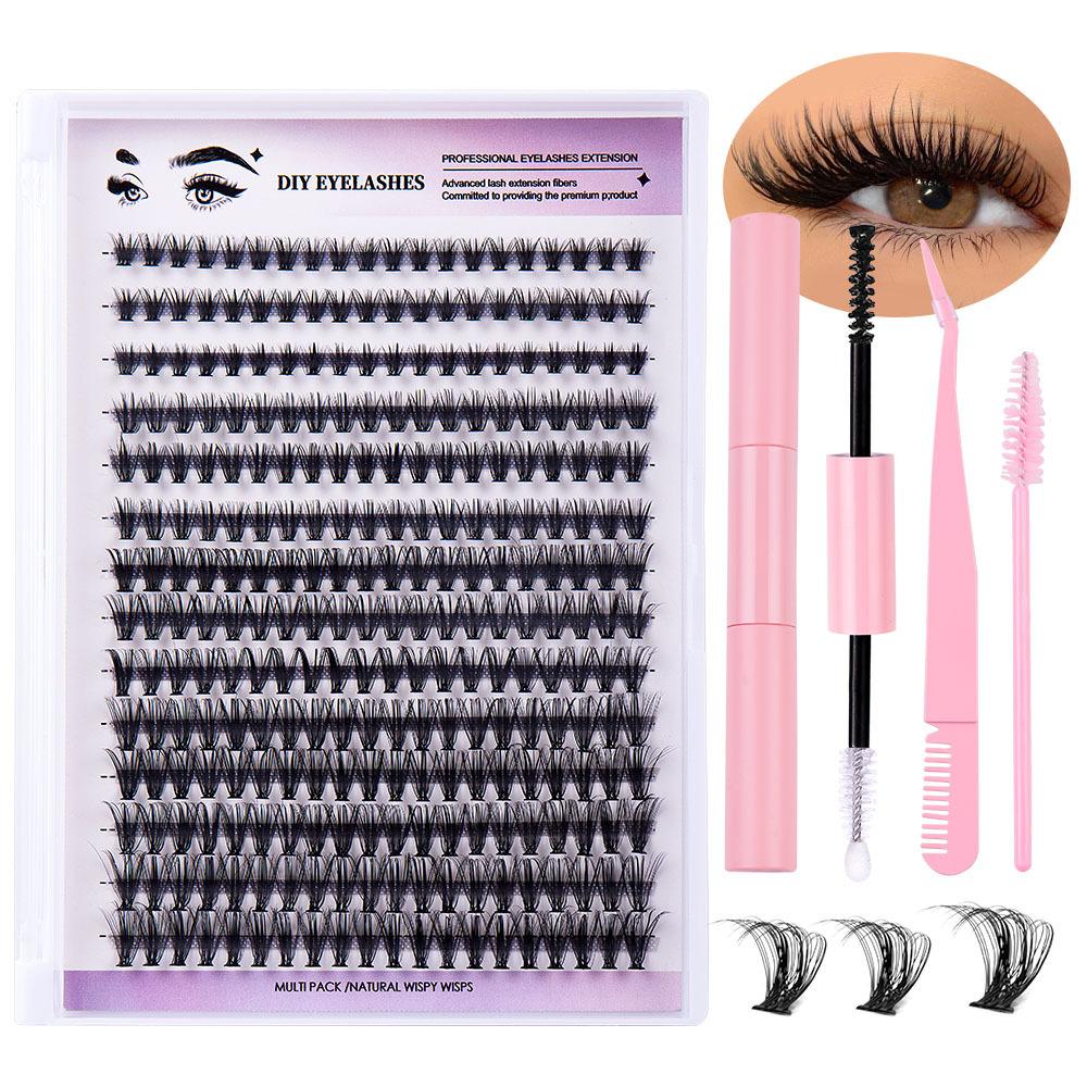 Wimpern Cluster Kit Mit Wasserdicht Starken Halt DIY Wimpern Verlängerung Kit Lash Bond Und Seal Und Wimpern Pinzette Make-Up