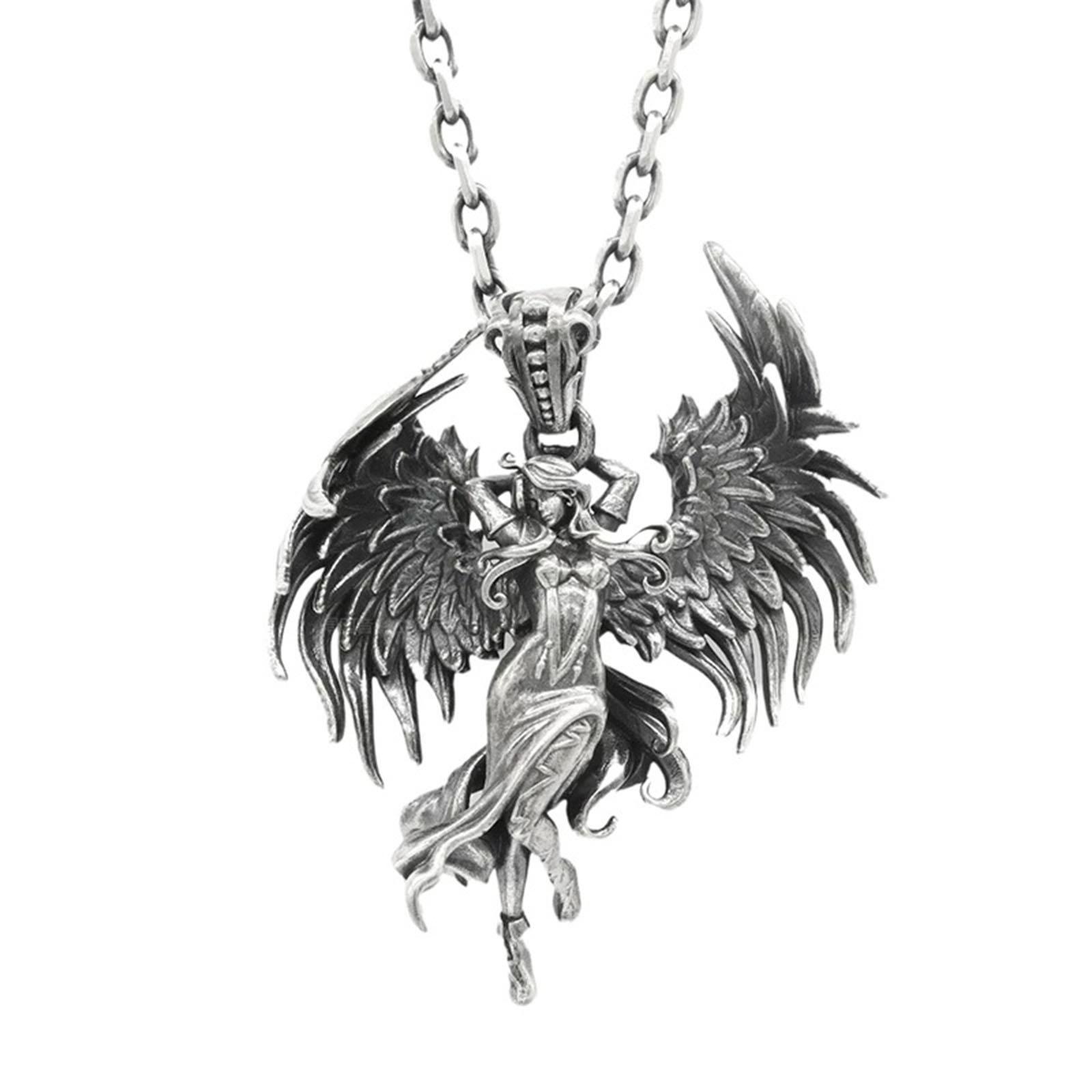 Persönlichkeit Böse Engel Flügel Anhänger Halskette für Männer Frauen Retro Engel Anhänger Paar Schmuck Punk Schlüsselbein Kette B