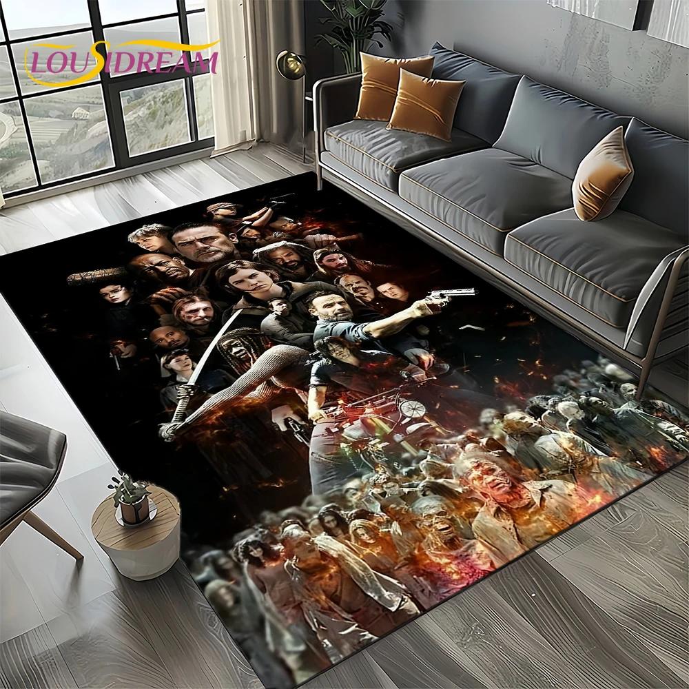 TWD Walking Dead Rick Daryl Horror TV Teppich für Wohnzimmer Schlafzimmer Haus Sofa Dekoration, Kinderteppich rutschfeste Bodenmatte 80x120cm( 31x47in)