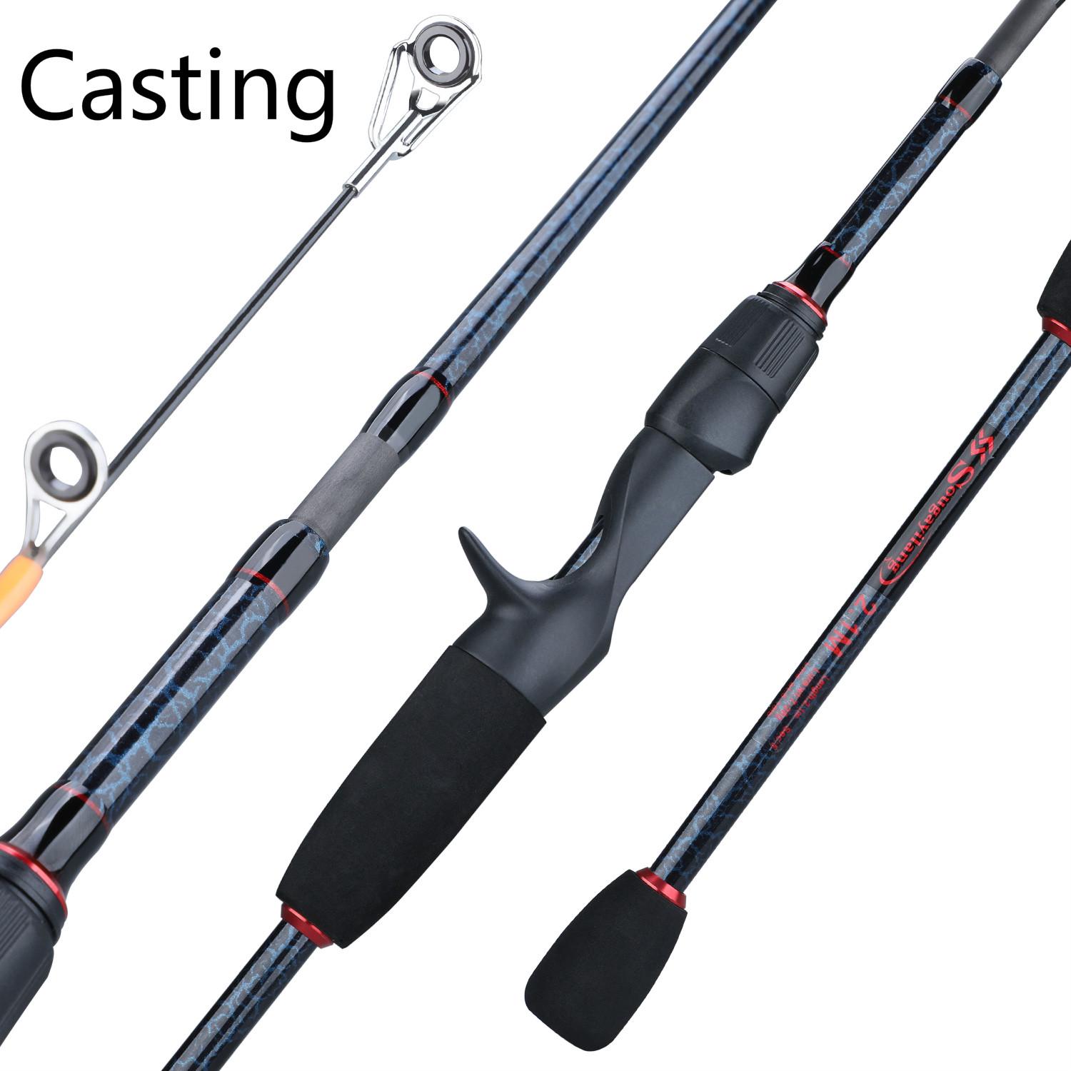 Sougayilang Angelrute, 5 Abschnitte, tragbar, Kohlefaserrute, Spinn-/Casting-Angelrute Casting 2.4 m