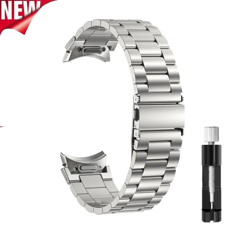 Metallarmband für Samsung Galaxy Watch 7 6 5 4 44 mm 40 mm Armband, Ein-Klick-Befestigung für Samsung Galaxy Watch 7 6 Classic 47 mm Band Galaxy Watch 7 44mm silber
