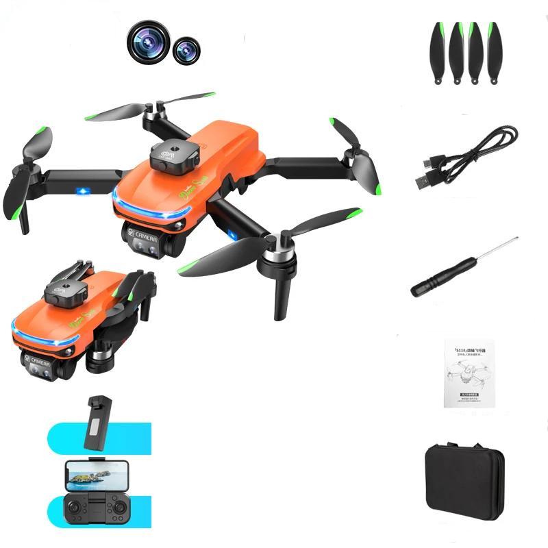 Neue bürstenlose Mini-Drohne S118 mit HD, elektronisch gesteuert, 3 Kameras, optischer Fluss, schwebende Hindernisvermeidung, winddicht, leuchtend, Quadrocopter, Spielzeug, Geschenk 1 battery orange