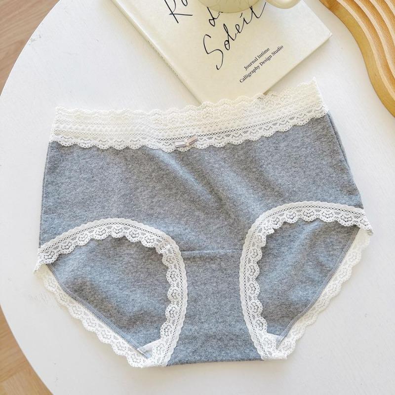Schönheit Spitze im französischen Stil Farbiger Garn Baby Slips Damenunterwäsche Alles Baumwolle Verlängerter Schritt Antibakterielle Slips XL