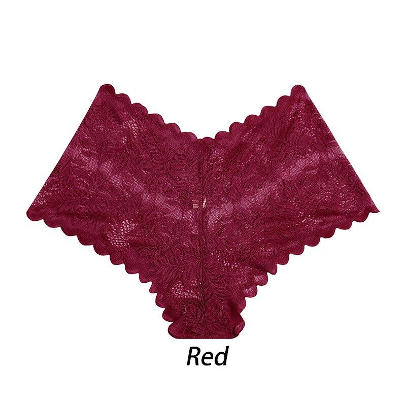 Spitze Höschen Frauen Nahtlose Unterwäsche Aushöhlen Briefs Sexy Transparent Weibliche Unterhose Atmungsaktive Dessous Dessous S rot