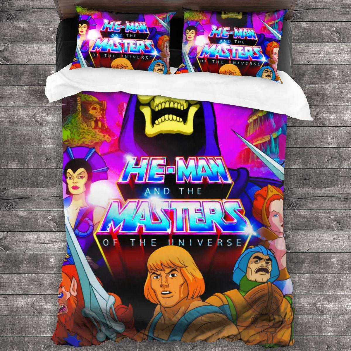He-Man und die Masters of the Universe Ganzjahres-Doppelbett-Bettwäsche-Set 3-teiliges Bettdecken-Set Bett Bettdecke Doppelbett Bettlaken 180*220cm 3pcs