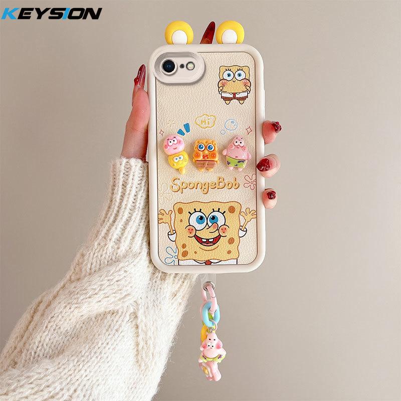 KEYSION Niedliche Ohr 3D Cartoon Hülle für iPhone SE 2020 2022 mit Armband Silikon Stoßfest Handyhülle für iPhone 8 7 6s Plus for iPhone 8 Plus
