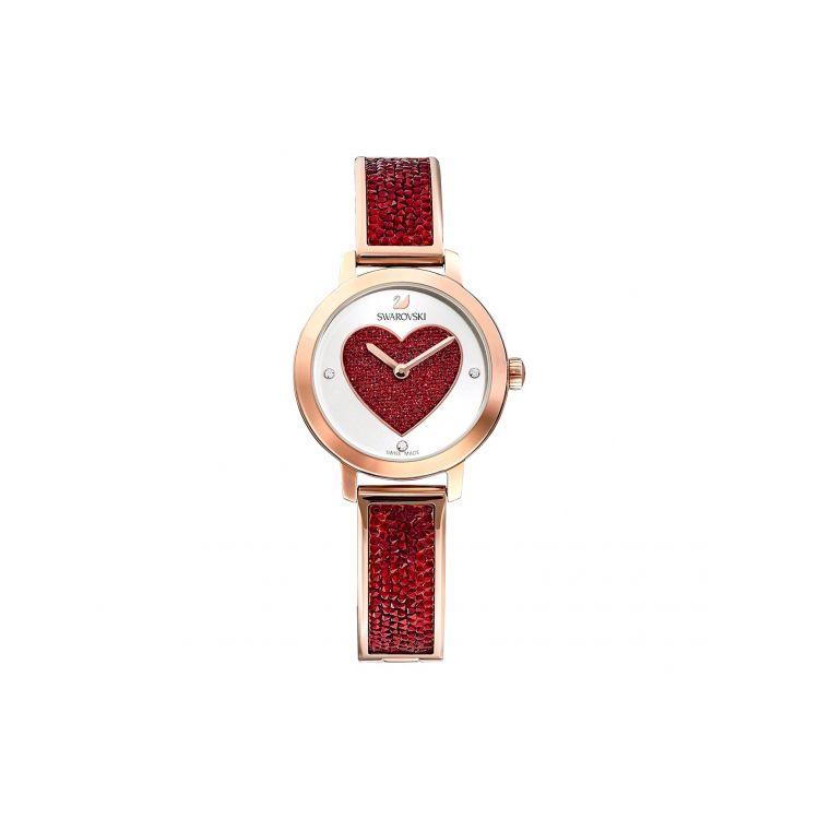 Swarovski Cosmic Rock Serie Uhr Quarzwerk Edelstahlarmband 29mm Rotes Zifferblatt Damenuhren 5483519 Red Watch Dial