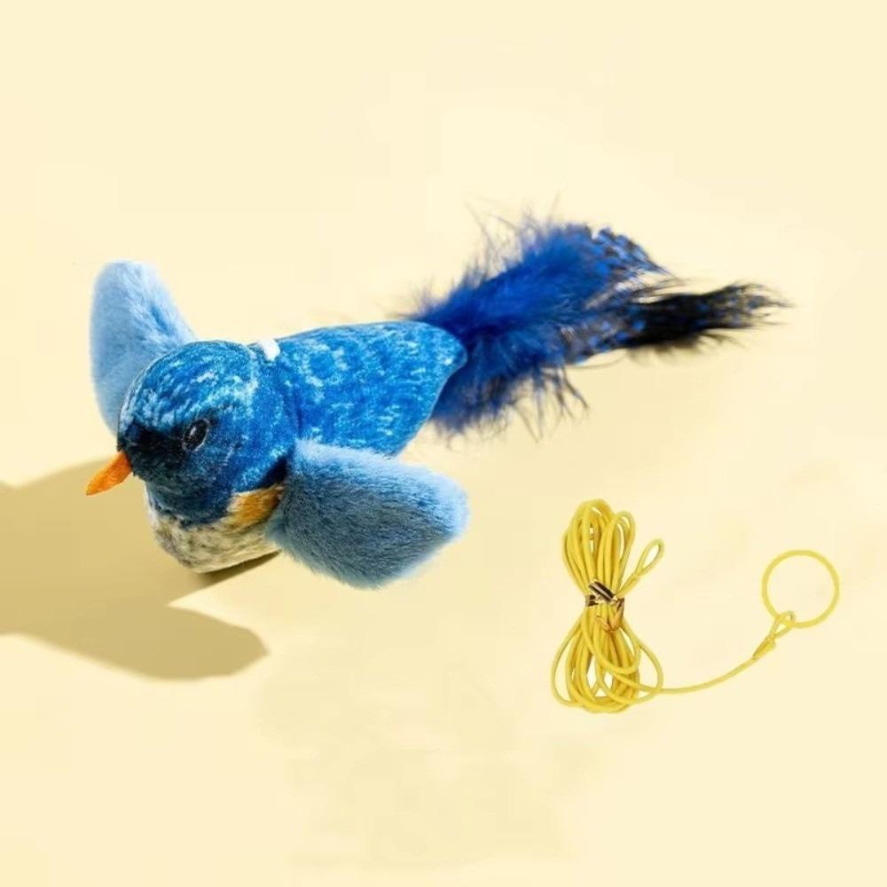 Selbstunterhaltung Fliegender Vogel Katzenspielzeug Plüsch Realistisches Vogelgeräusch Katzenspielzeug für Katzenzubehör Blue