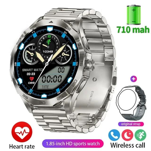 2024 Neue Smart Watch 710 Mah Big Battery Herren Sport Fitness Tracker 1,85 Zoll Ultra HD AMOLED Bildschirm Bluetooth Call Smart Watch steel silber