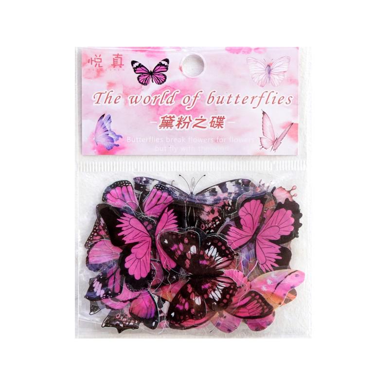 40 Stück elegante Schmetterlingsaufkleber, transparent, dekorative Aufkleber, für Telefon, Laptop, Wasserflasche, Planer, Tagebuch, Tagebuch, Sammelalbum rosa