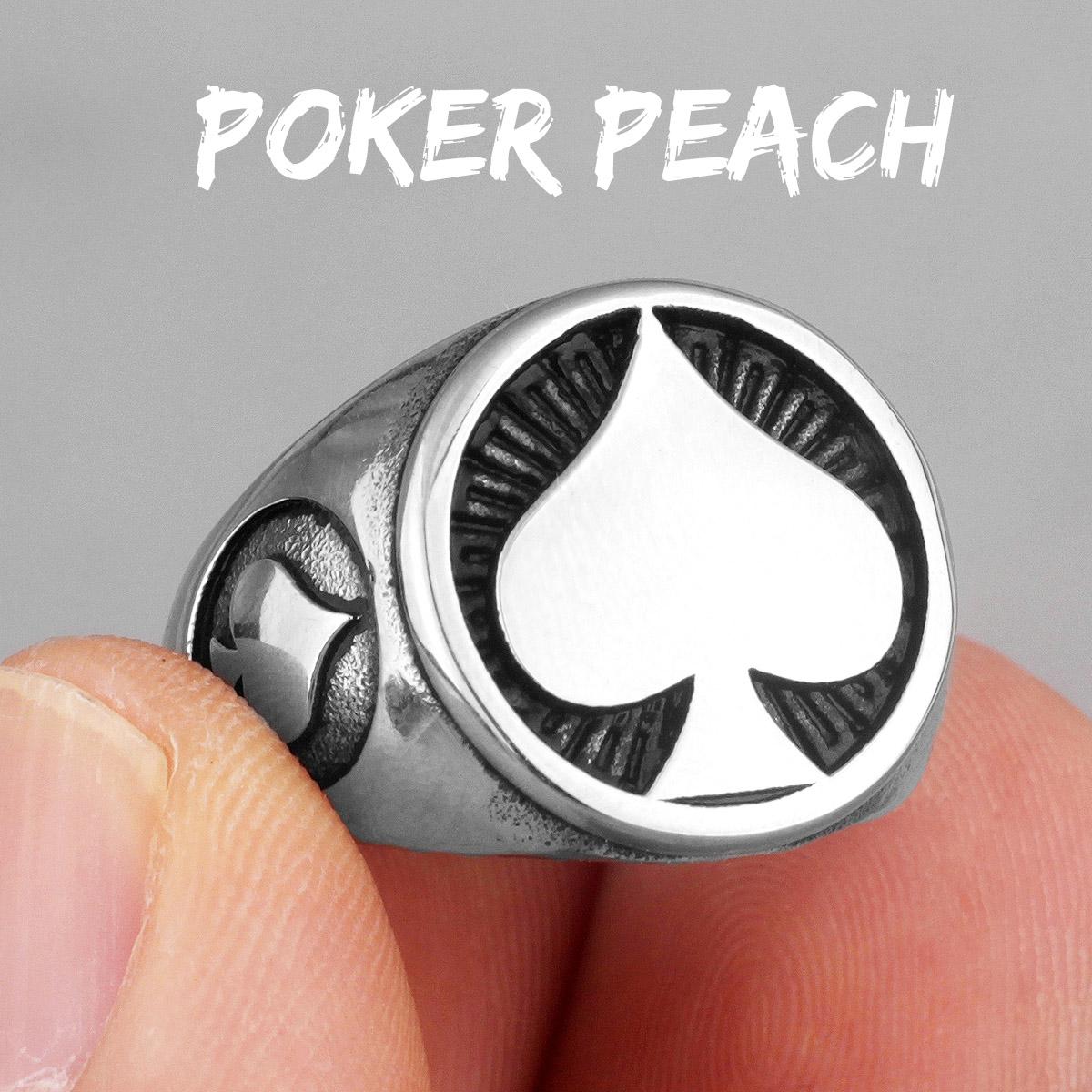 Poker Pik Glück Edelstahl Herrenringe Punk Hip Hop Einzigartig Für Männlichen Freund Biker Schmuck Kreativität Geschenk 10 white