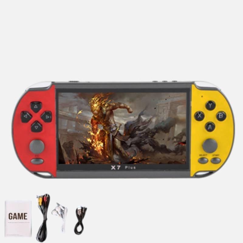 Tragbare Retro-Spielekonsole X7plus 5,1 Zoll Vintage Handheld-Spielsystem Red Yellow