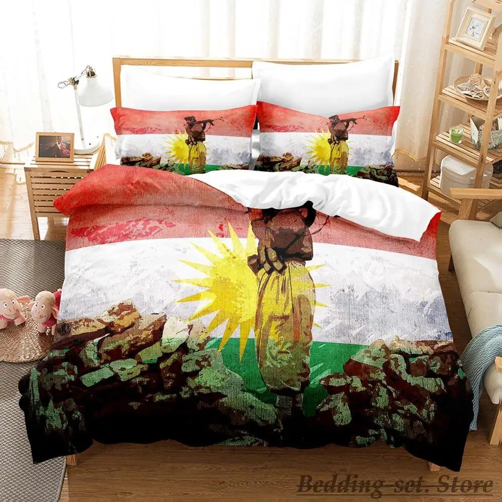 Kurdistan Flagge Bettwäsche Set Einzel Twin Voll Königin King Size Bett Set Erwachsene Kind Schlafzimmer Duvetcover Sets parure de lit Bett US Full 200x230cm