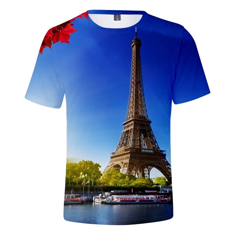 Frankreich Paris Eiffelturm 3D T Shirt Frauen Männer T-shirt Berühmte La Tour Eiffel T Shirt Pullover T Tops Kleidung XS