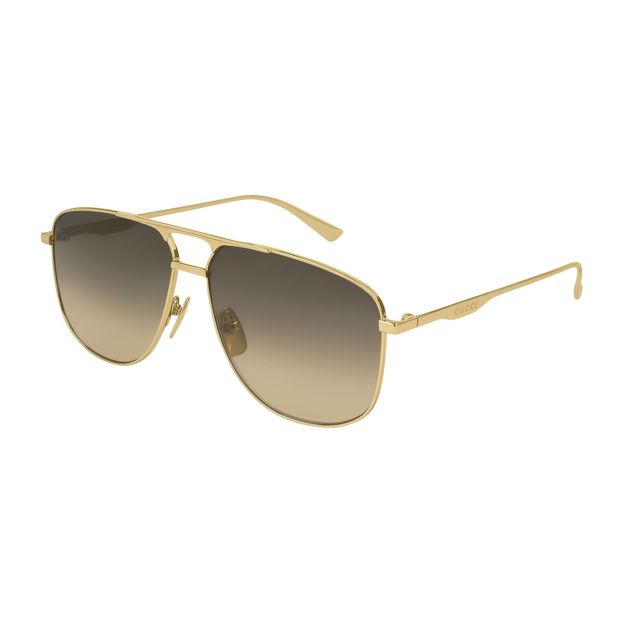 Gucci Brilliant Glory Serie Business Travel Edition Hochauflösende Flieger Sonnenbrille Herren Sonnenbrille Gold GG0336S-001 Dust Bag+Eyeglass Case (Random Color)