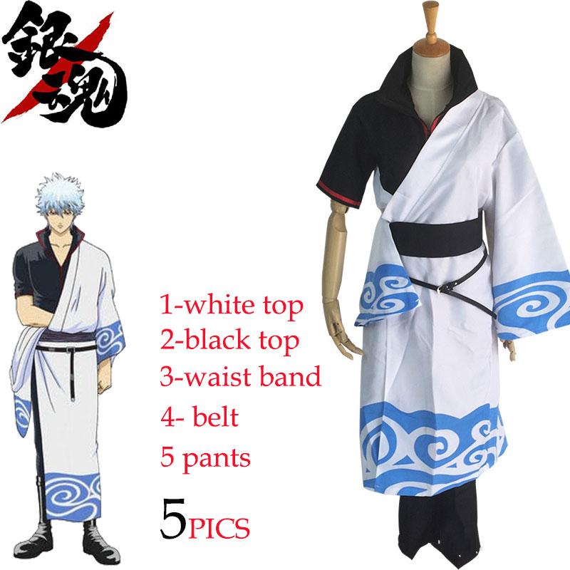 Anime Gintama Cosplay Kostüme Sakata Gintoki Cosplay Kostüm Kimono Halloween Karneval Party Silver Soul Cosplay Kostüm Perücken S