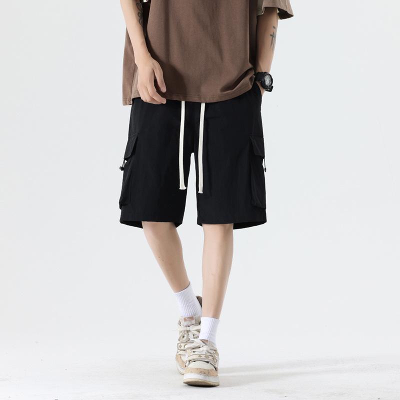 Herren-Shorts in Übergröße 8XL, Freizeithosen aus Eisseide für Herren, Sommer-Workwear-Shorts mit großen Taschen, Shorts mit geradem Bein und mehreren Taschen L schwarz