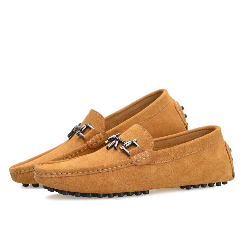 Mode Britischer Stil Mode Mokassins Herren Freizeitschuhe Bequem Atmungsaktiv Leder Loafer Herren Marke Bootsschuhe Flach Designer Wildleder Bequem 44