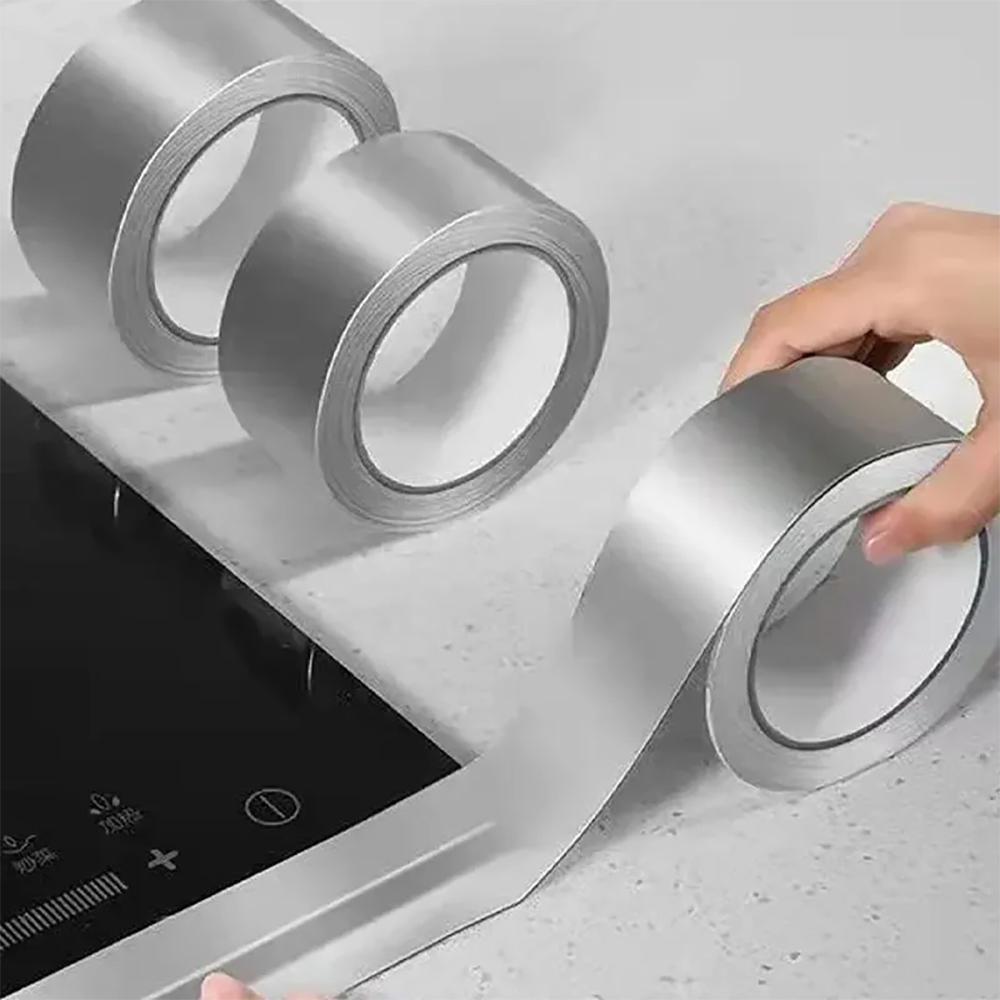 Aluminiumfolie Hochtemperaturband Kochfeld Selbstklebende fettdichte Anti-Schimmel Feuchtigkeitsbeständige Aufkleber für Arbeitsplatten Küche Width 5CM&Length 20M