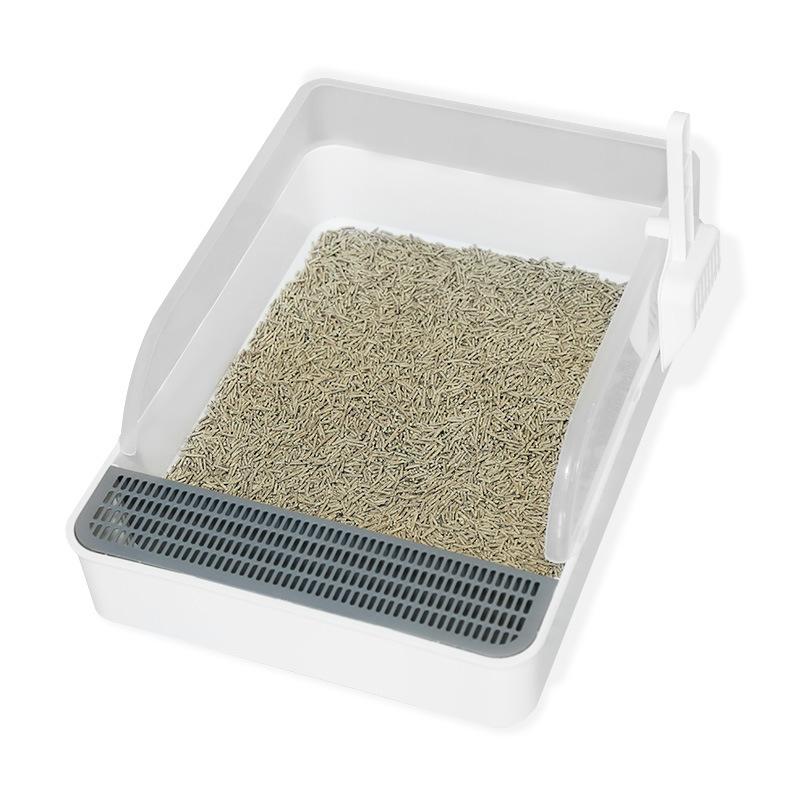 Halbgeschlossene Katzentoilette, abnehmbare, spritzwassergeschützte, nicht klebrige Katzentoilette, Katzentoilette mit L