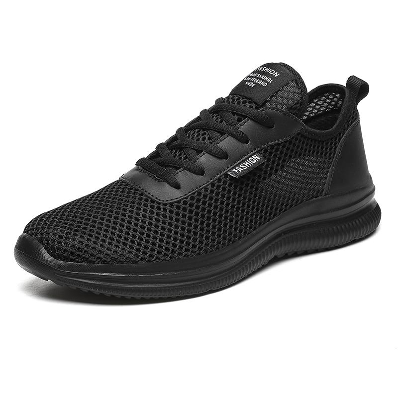 Herren Freizeitschuhe Bequeme, weiche Wanderschuhe Strick-Sneaker zum Reinschlüpfen Leichte Laufschuhe Herren-Laufschuhe Rutschfeste, atmungsaktive Mesh-Casual-Sneaker EU:47 schwarz
