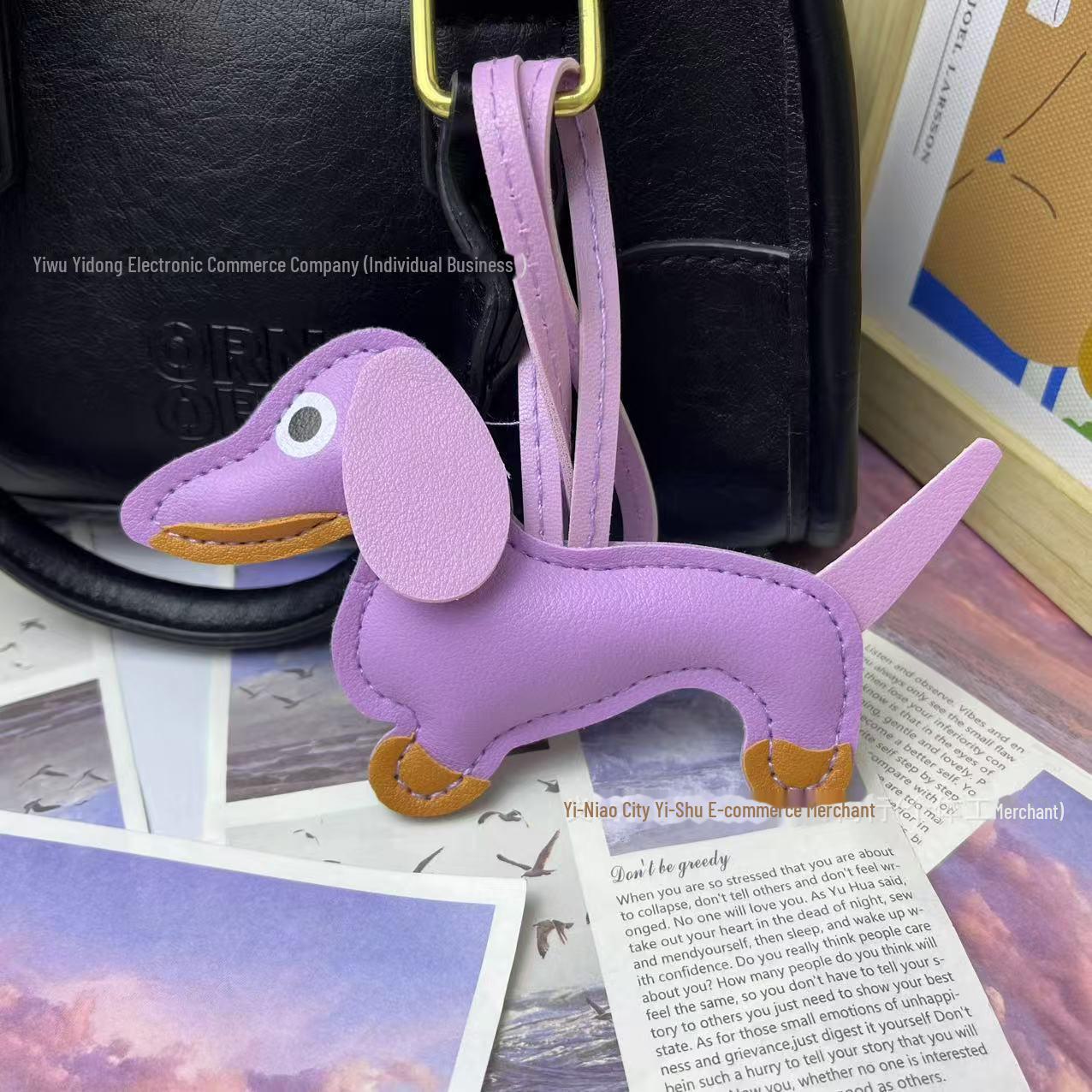 Dackel-Welpen-Schlüsselanhänger: Süßer Hundeanhänger für Taschen & Autos – Perfektes kreatives Geschenk violett