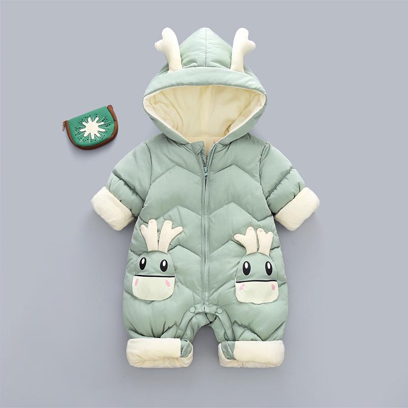 Warmer Babymantel Winter mit Kapuze Mantel Strampler Dickes Outfit Overall Overalls Schneeanzug Kinder Jungen Kleidung Kinderkleidung 73 grün
