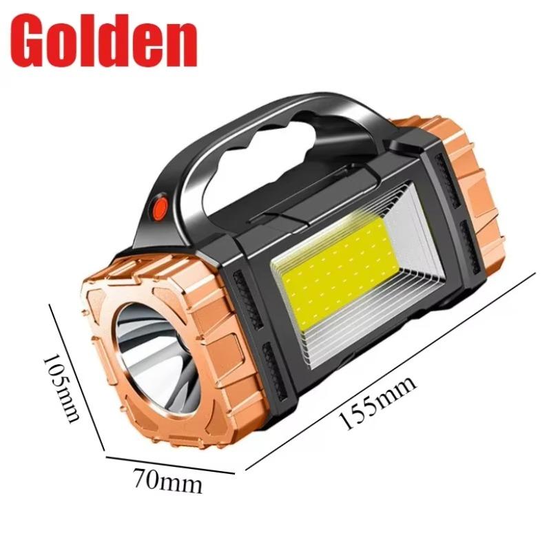 Solar Taschenlampe Tragbare Weiße Licht Suchscheinwerfer Hand-Taschenlampe Große Kapazität Wasserdicht Notfall Campinglicht Scheinwerfer Golden(White light)