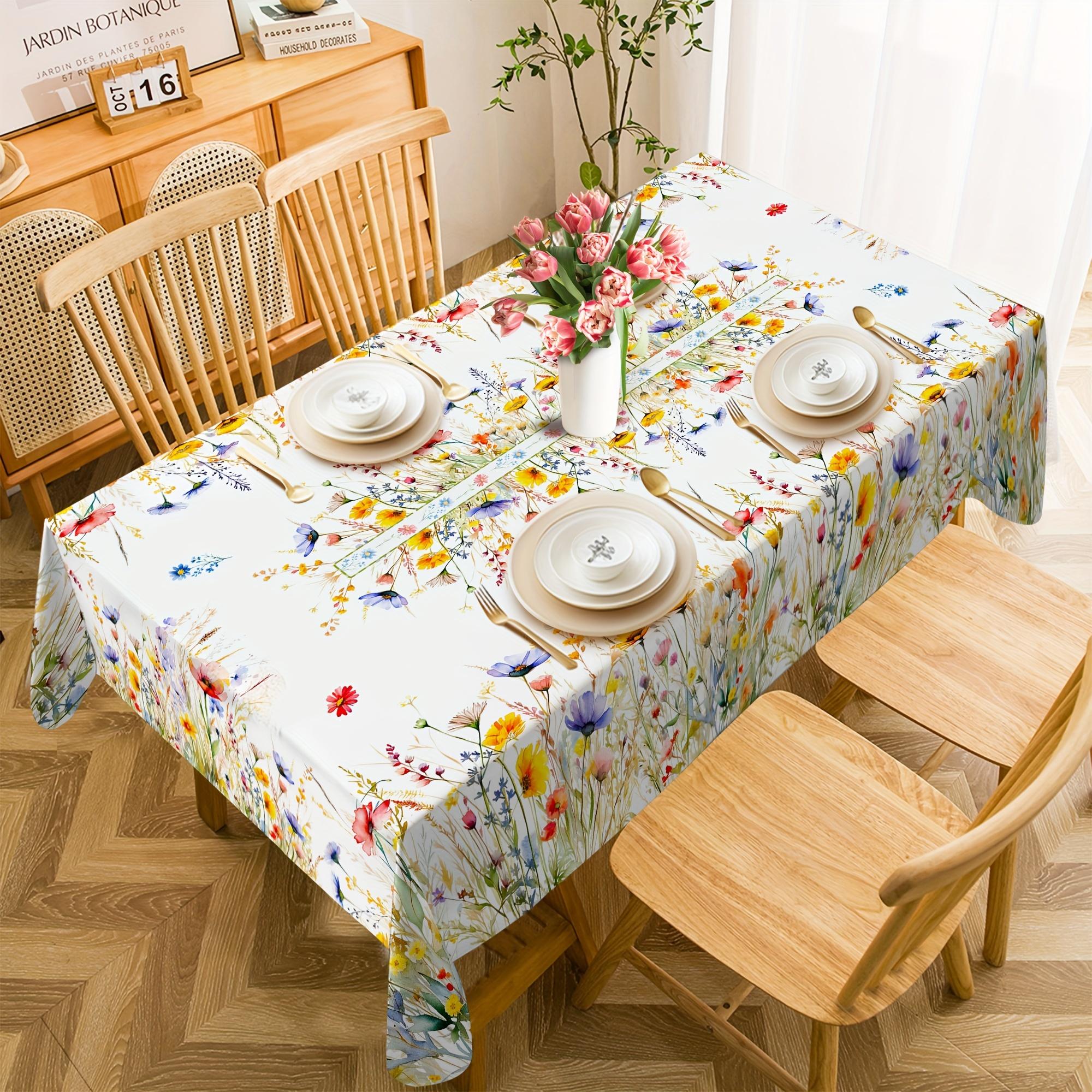 Frühlings-Aquarell-Blumen Rechteckige Tischdecke Hochzeitsfeier Dekoration Sommer Bunte Blumen Blätter Tischdecke Heimdekorationen 50x50cm napkin