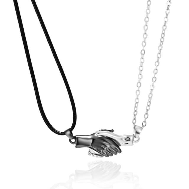2 teile/los Magnetische Paar Halskette Freundschaft Herz Anhänger Abstand Faceted Charme Halskette Frauen Valentinstag Geschenk white