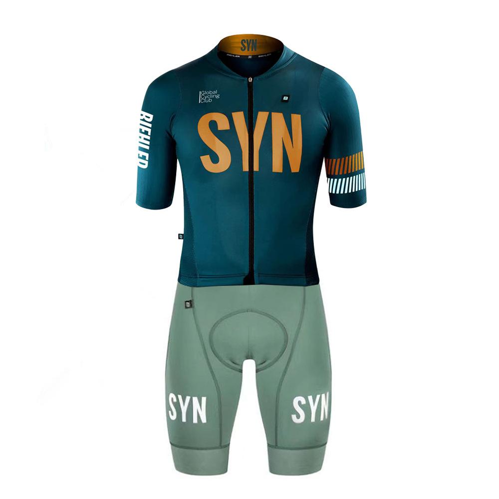 SYN Rennrad Radsportanzug kurzärmeliger Anzug Herren feuchtigkeitsableitendes Mountainbike Radtrikot Radhose Sommer M