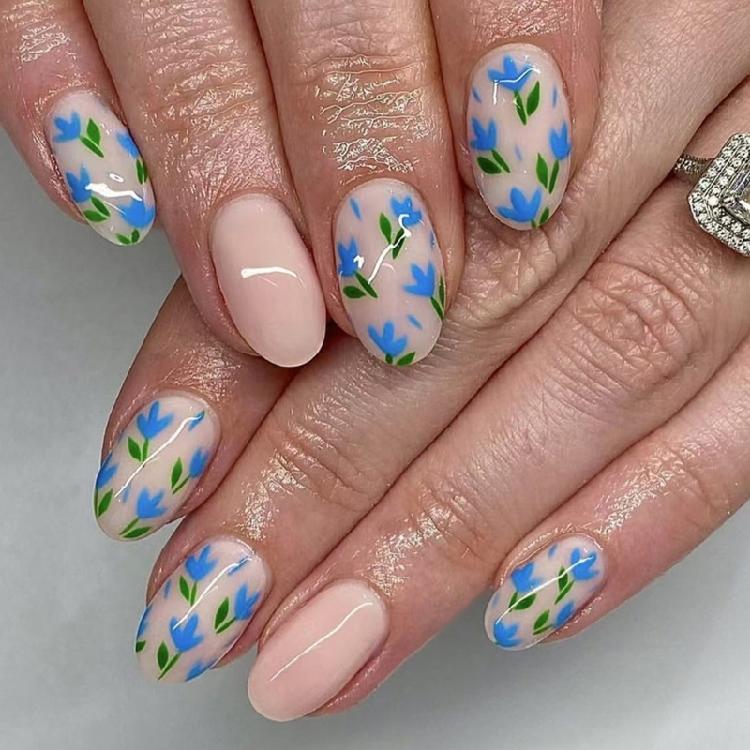 24 künstliche Fingernägel zum Aufkleben, Mandelform, French-Design, künstliche Nägel, Geschenk für Frauen und Mädchen 1
