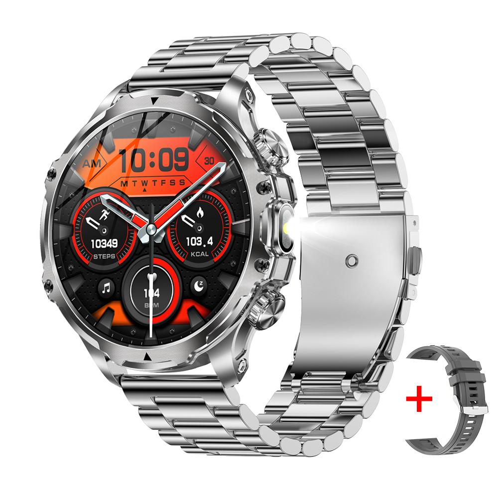 MEVADEN Neue 1,85 Zoll Herren-Smartwatch mit Bluetooth-Anruf, Sport-Fitness-Tracker, Herzfrequenzmesser, Smartwatch für Android IOS, 700 mAh silber
