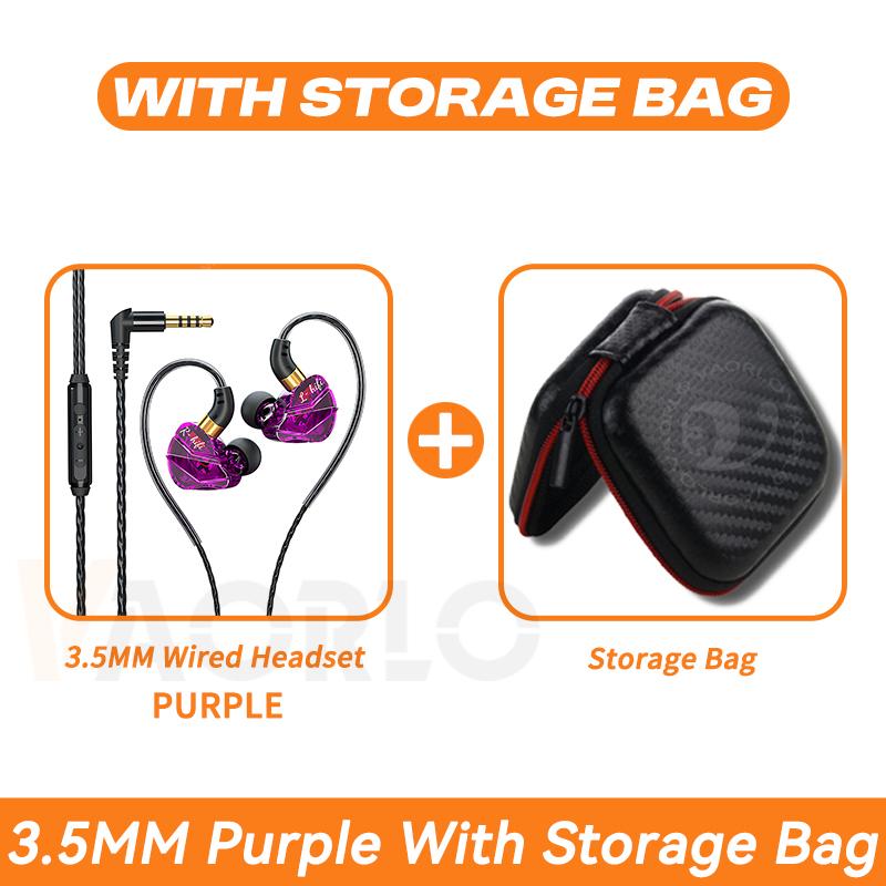 Digitale Chip Kabelgebundene Kopfhörer 3,5 mm AUX/Typ C 9D HIFI Schwerer Bass In-Ear Headsets Mit Mikrofon Kopfhörer Für Samsung Huawei Xiaomi OPPO iPad PC 3.5MM Purple With Bag