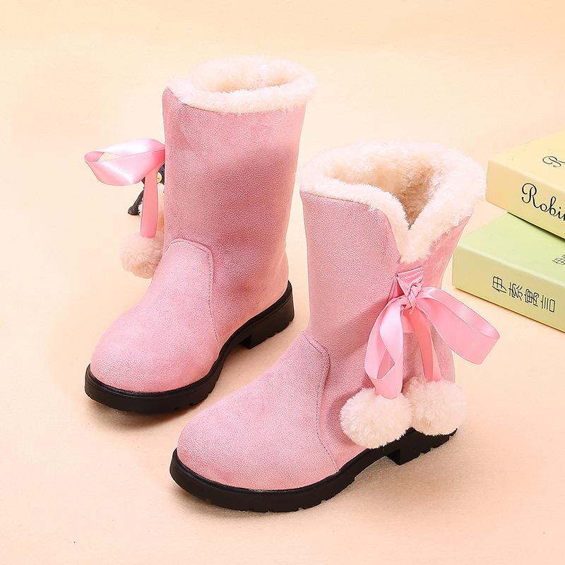 Koreanische version retro mädchen schnee stiefel winter neue kinder warme prinzessin lange stiefel kurze stiefel 34 yards inner length 20.8 cm