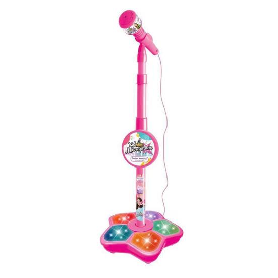 Kinder-Mikrofon-Spielzeug mit höhenverstellbarem Ständer, Karaoke-Maschine für Kleinkinder, Jungen und Mädchen mit LED-Licht und Musik, verstellbares Mikrofon, Sing- und Musikspielzeug A
