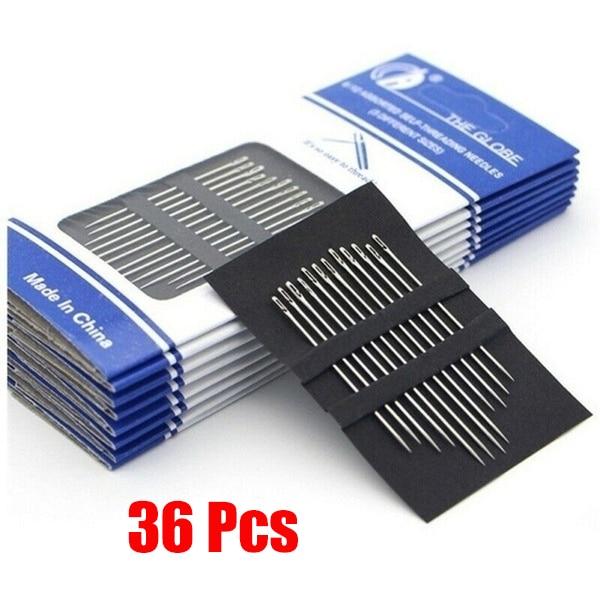 12/24/36Pcs Blind Nadel Ältere Nadel-seite Loch Hand Haushalt Nähen Edelstahl Nähen Unnötiges einfädeln Diy Schmuck 36 Pcs silber