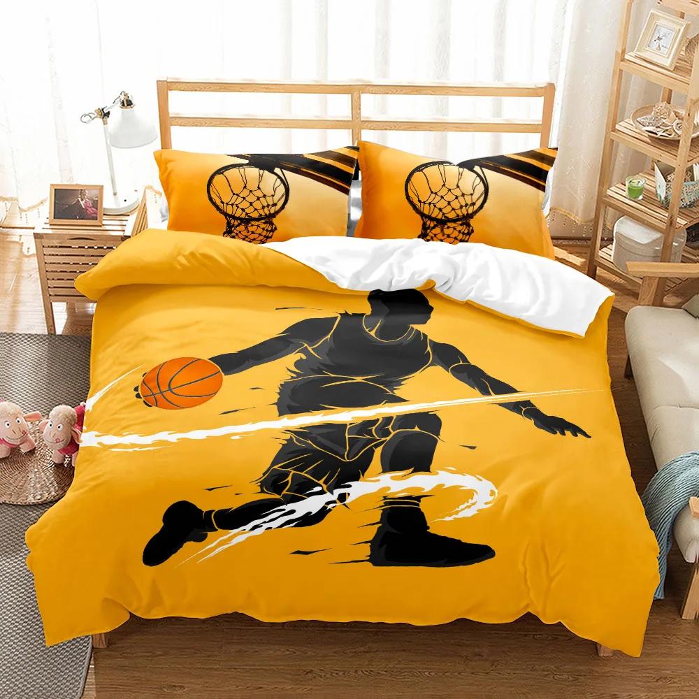 Bettbezug-Set mit Poster-Basketball-Athleten, King-Size-Bett, Queen-Size-Bett, Doppelbett, Full Twin Single Size, Bettwäsche-Set EU Twin(135x200cm)