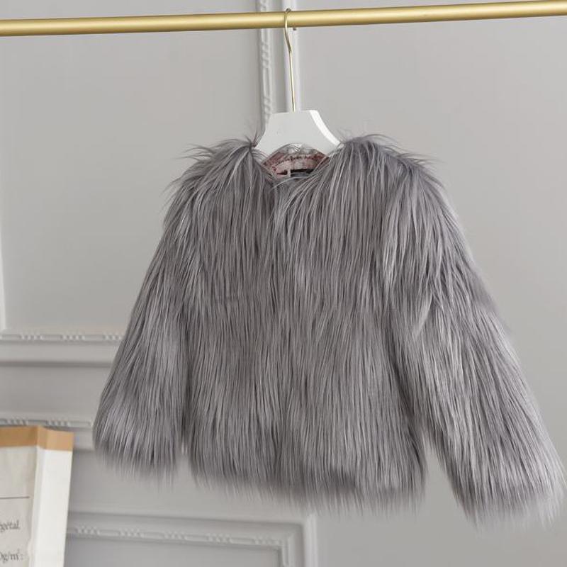 Winter Kinderbekleidung Wolle Pelz Kinder Pelzmantel Damen Kinder Langarm Dicke Kleidung 150cm gray