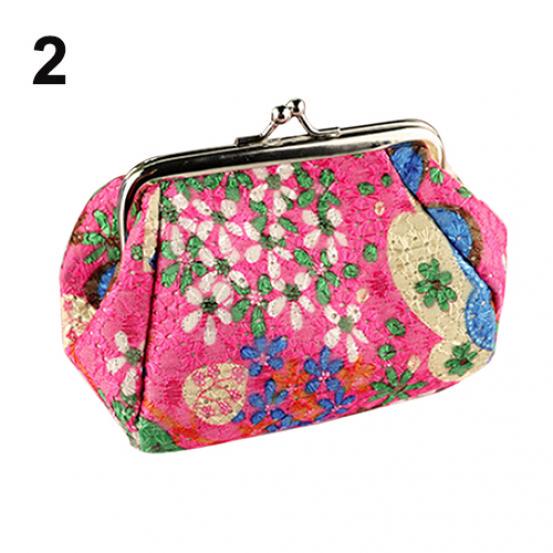 Modische Damen-Geldbörse mit niedlichen Blumen, bestickt, für Karten, Schlüssel, Geldbörse hellrosa/rot