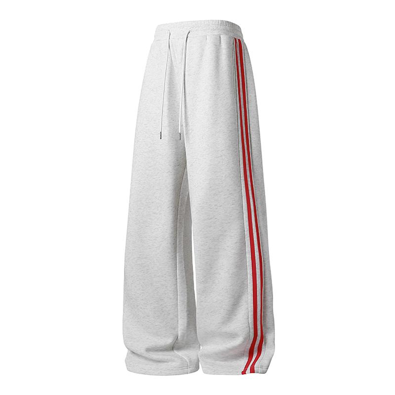 Herren- und Damen-Basketballhosen mit weitem geradem Bein für Herbst und Winter, Herren-High-Street-Hosen, Sport- und Freizeithosen, Paar-Jogginghosen M licht grau