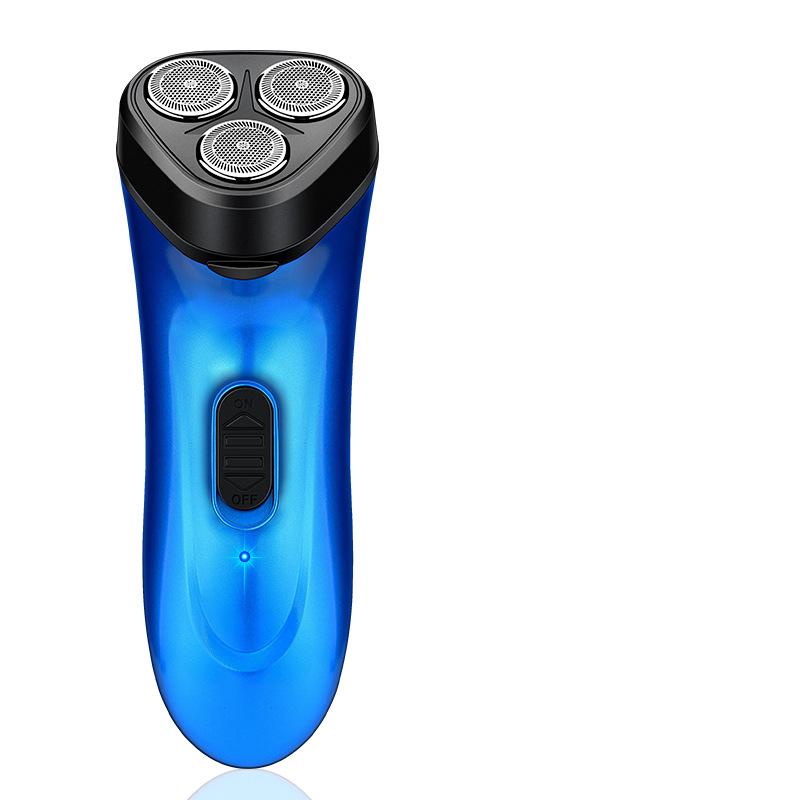 Neuer elektrischer Rasierer, wiederaufladbarer USB-Rasierer für Herren, tragbarer Rasierer mit drei Köpfen 1set blau